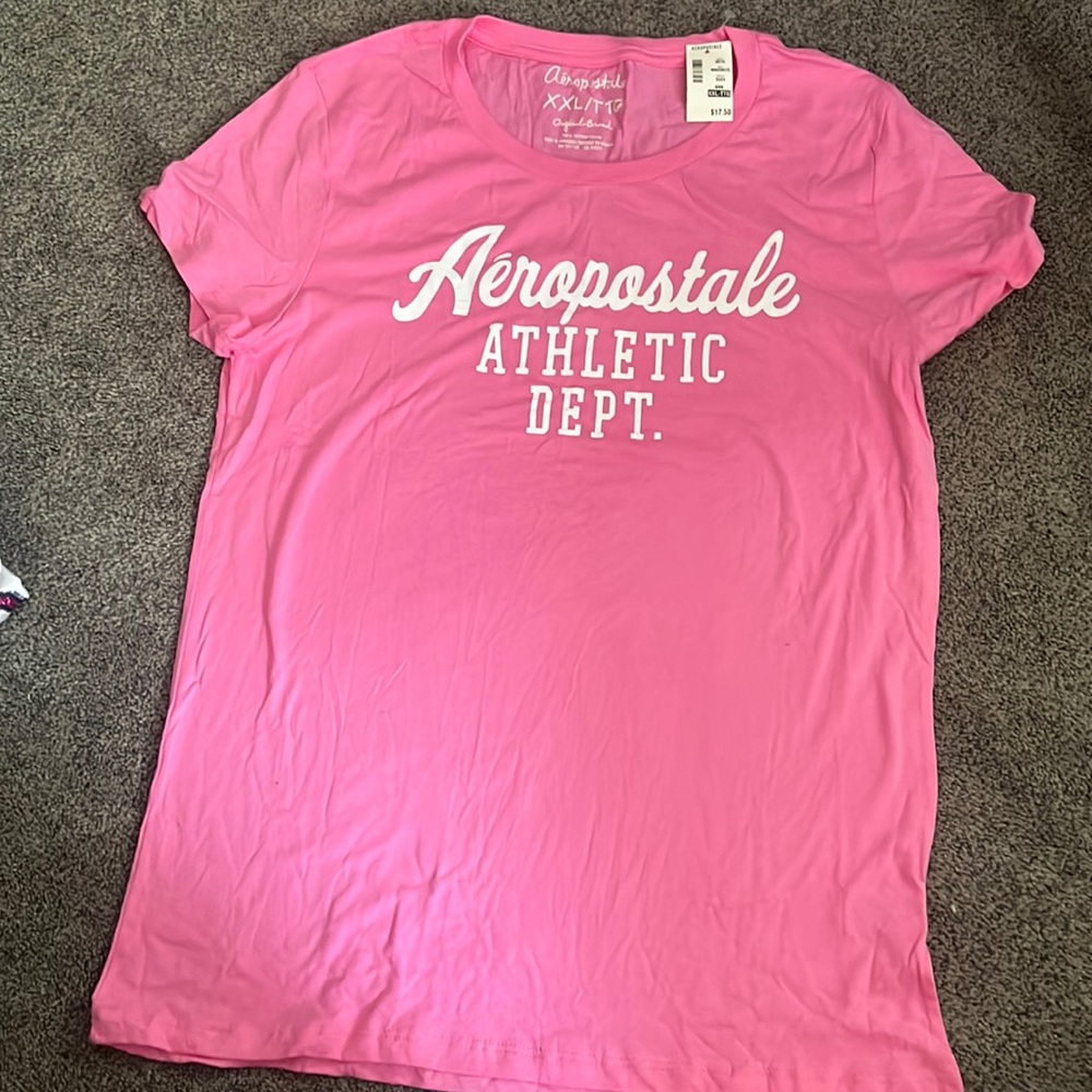 Pink Aeropostale t-shirt. With white lettering.